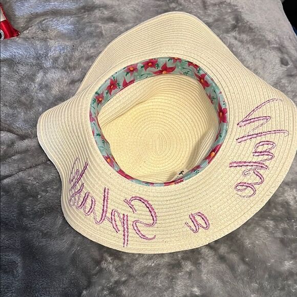Cream Sun Hat with Pink and Purple Accents - Picture 2 of 10